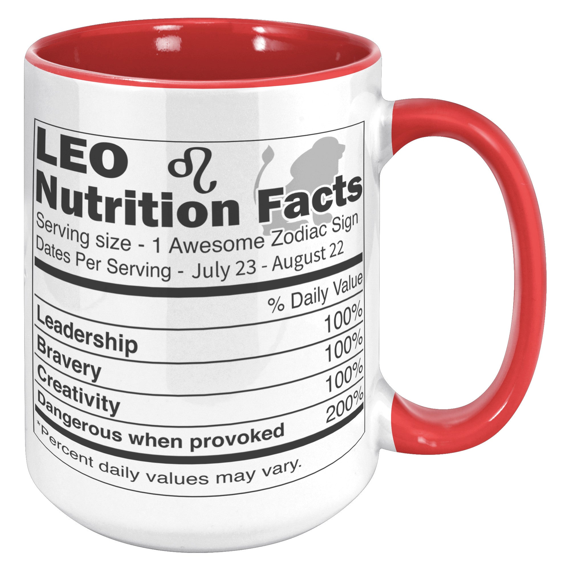 15oz Accent Mug - Leo Nutrition Facts