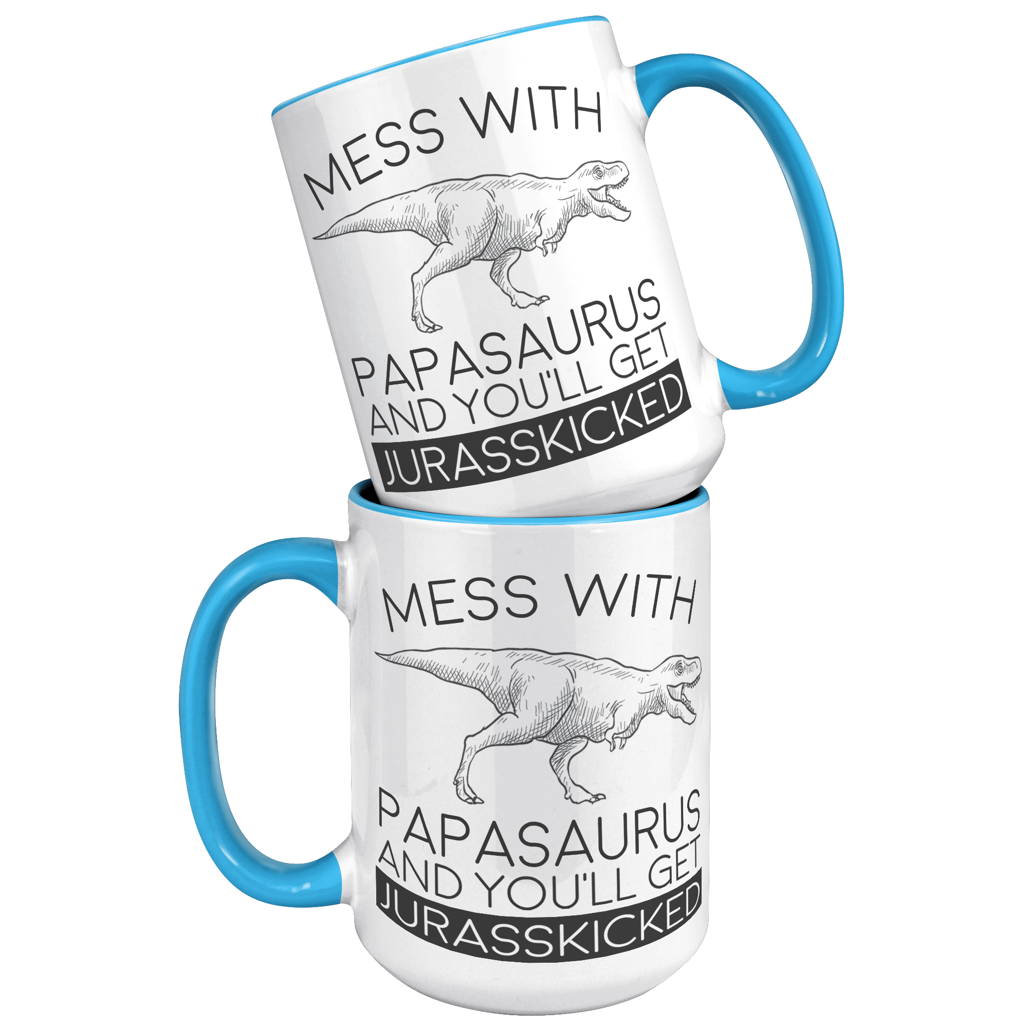 15oz_Accent_Mug_-_Papasaurus_Jurasskicke_15oz_Accent_FrontBack_Blue_Mockup.png