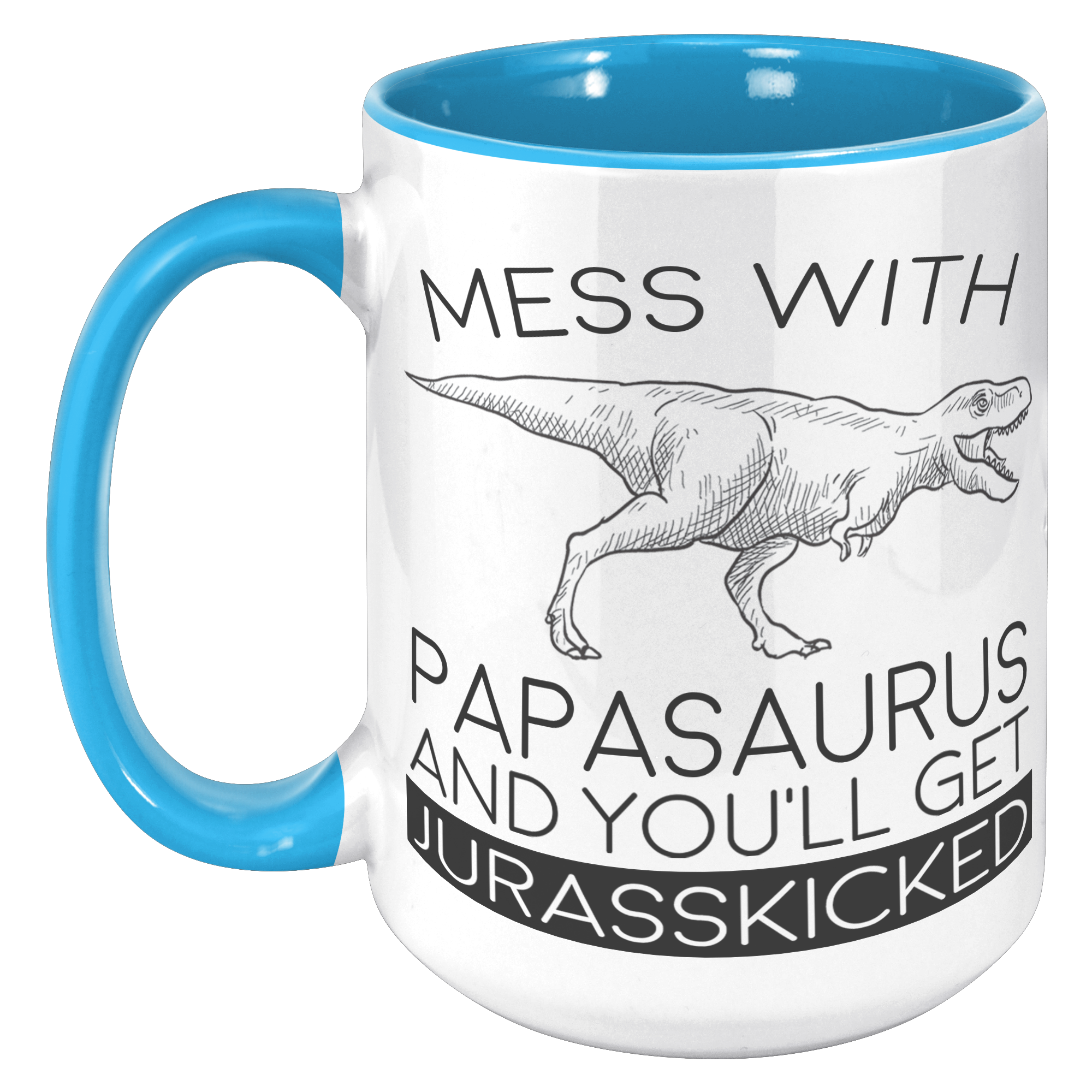 15oz_Accent_Mug_-_Papasaurus_Jurasskicke_15oz_Accent_LH_Blue_Mockup.png