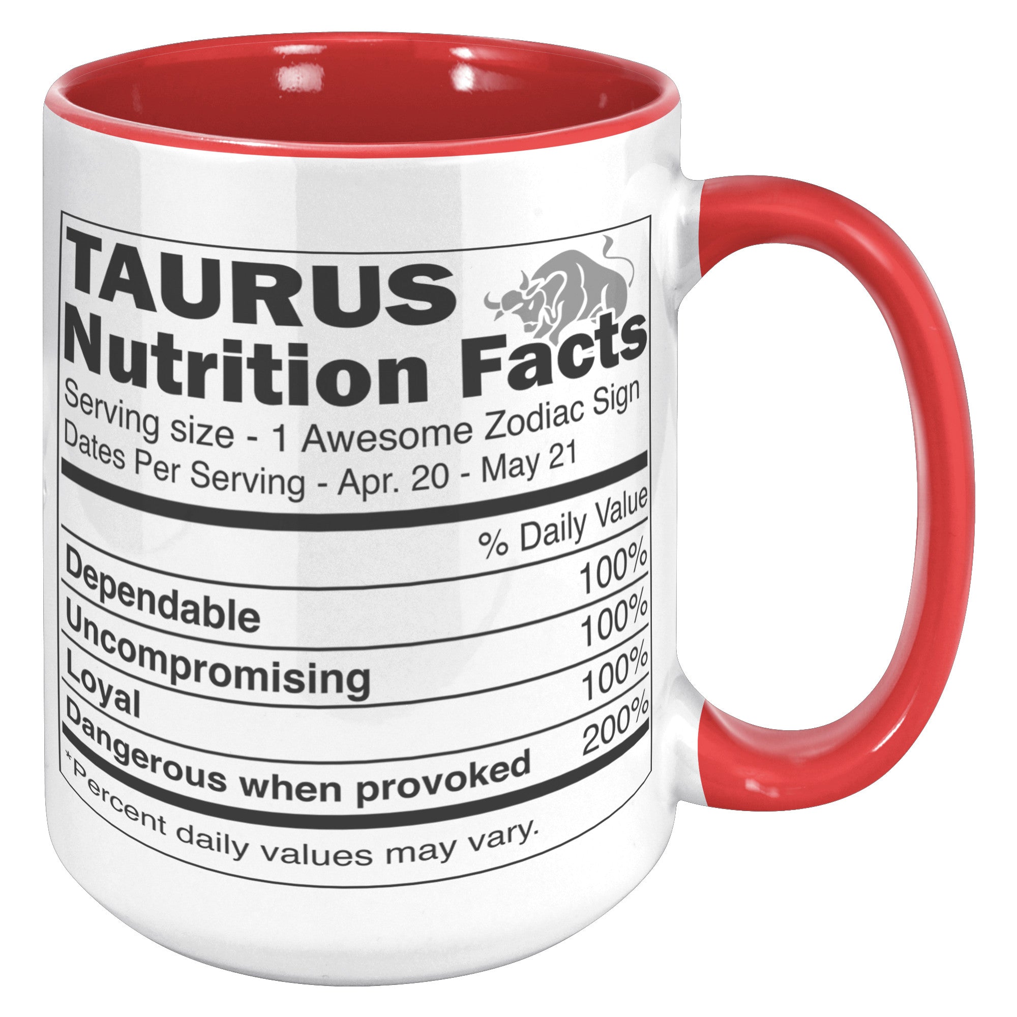 15oz Accent Mug - Taurus Nutrition Facts