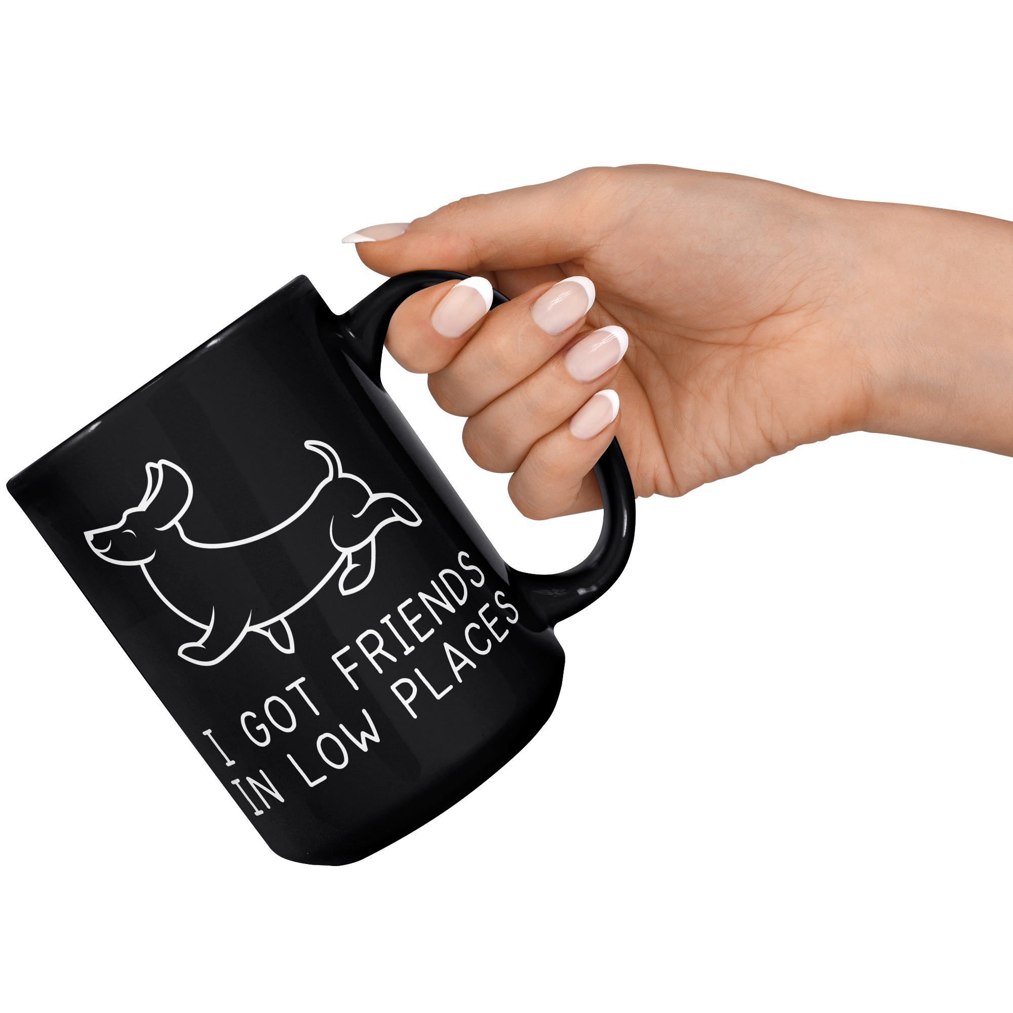 15oz_Black_Mug_-_Dashchund_Low_Places_15oz_Black_RH_Model_Mockup.png