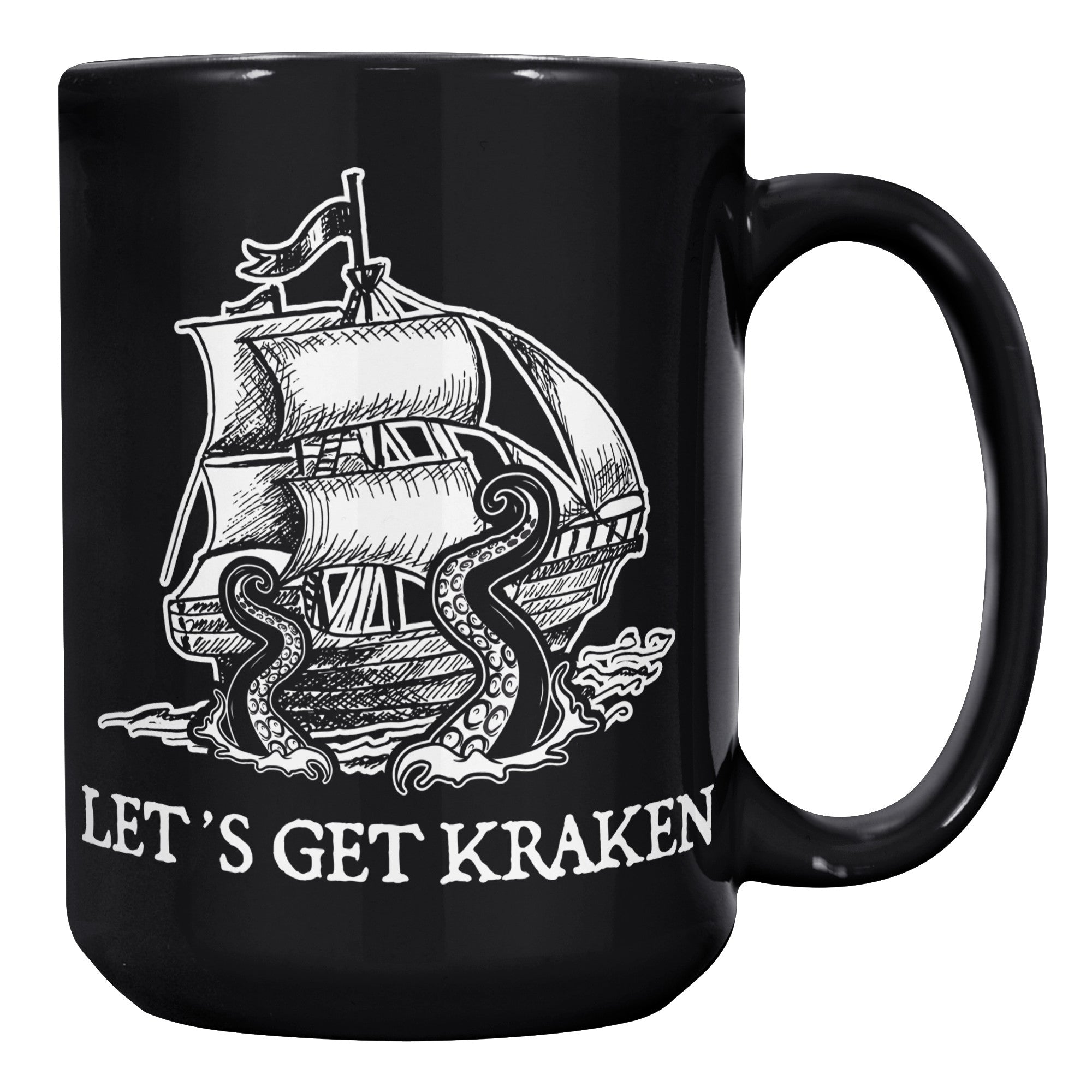 15oz Black Mug - Let's Get Kraken