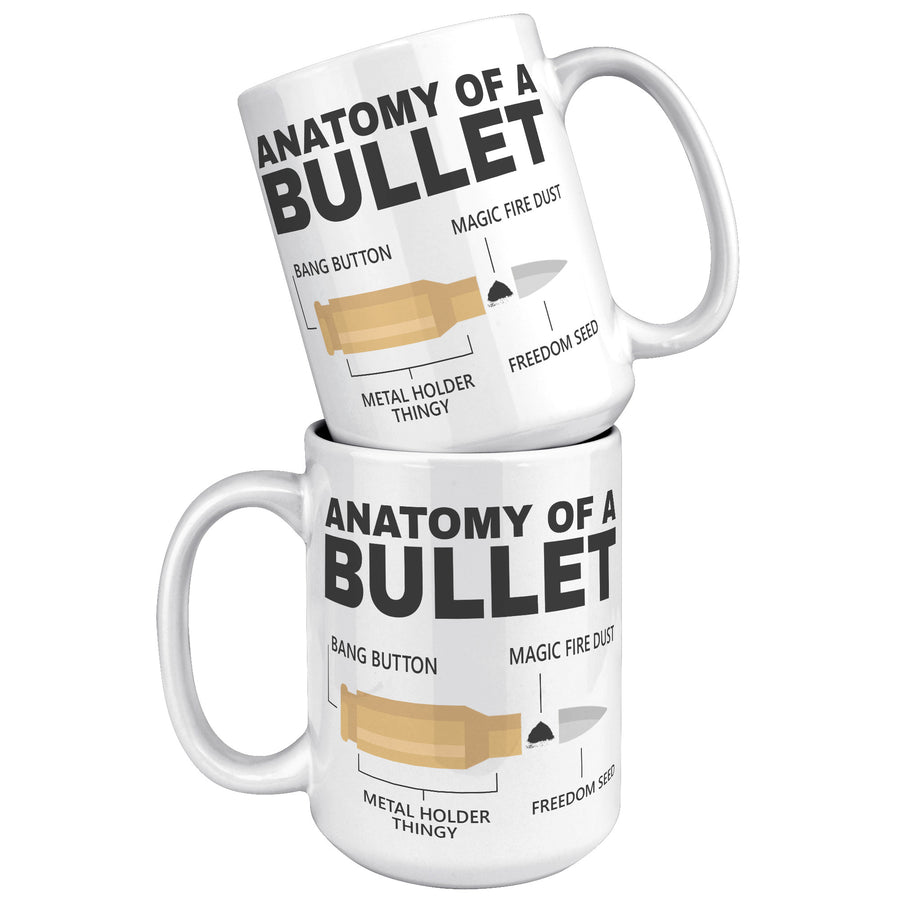15oz White Mug - Anatomy of a Bullet