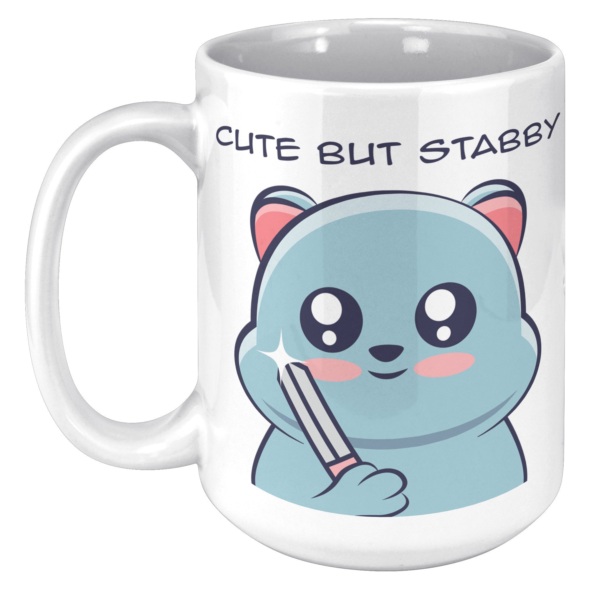 15oz White Mug - Cat Cute But Stabby