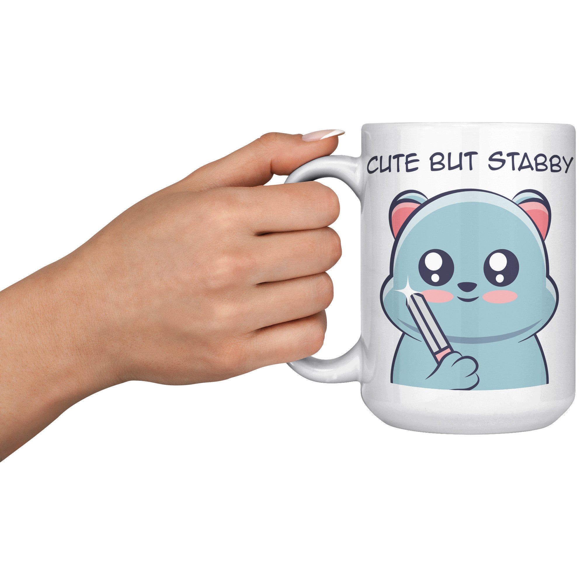 15oz White Mug - Cat Cute But Stabby
