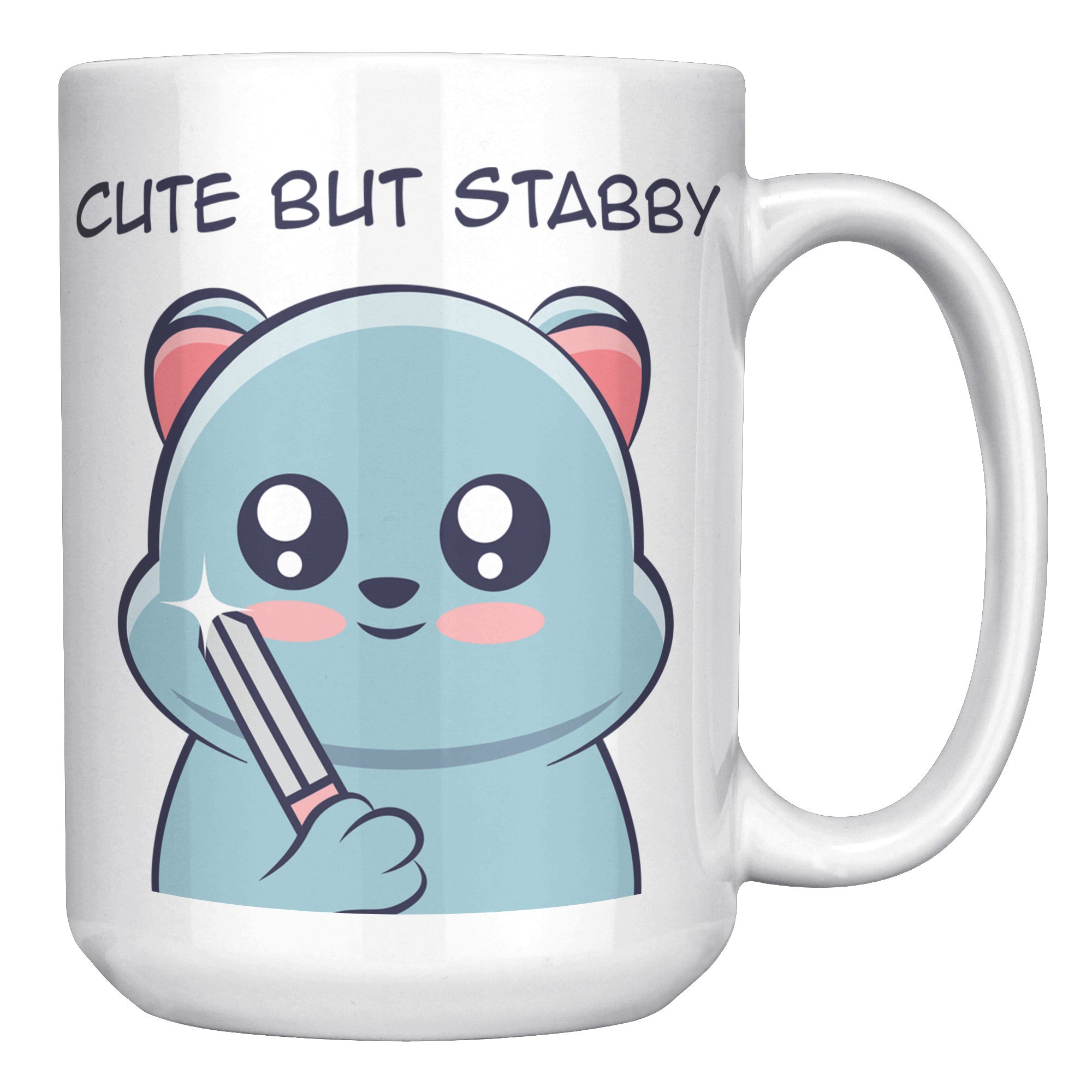 15oz White Mug - Cat Cute But Stabby