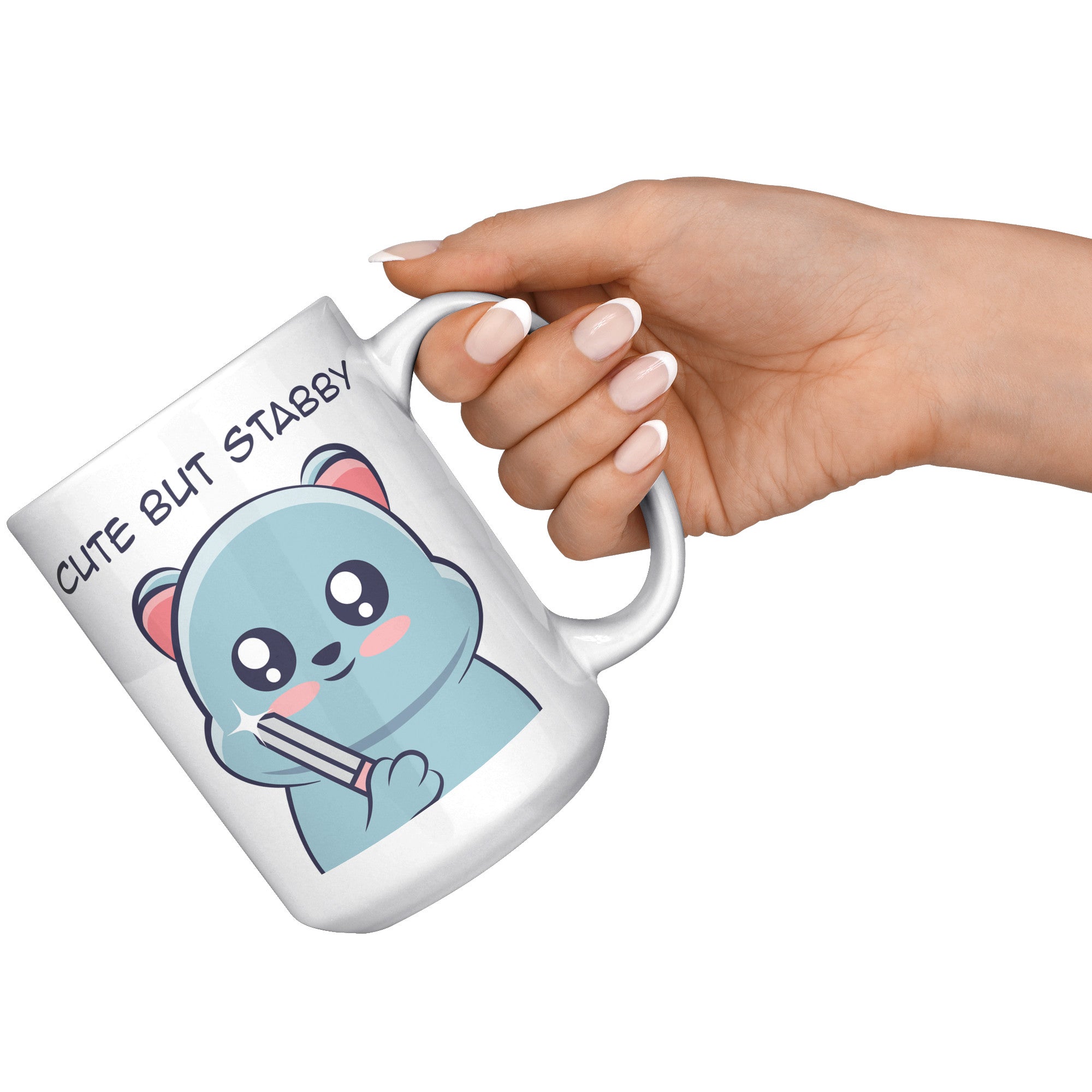 15oz White Mug - Cat Cute But Stabby