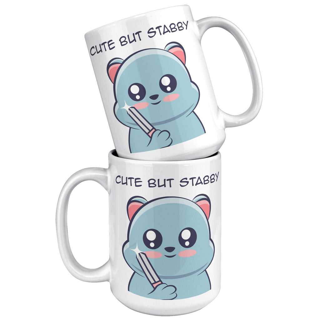 15oz White Mug - Cat Cute But Stabby
