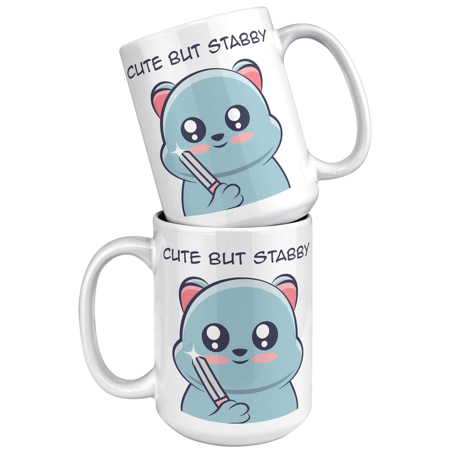 15oz White Mug - Cat Cute But Stabby