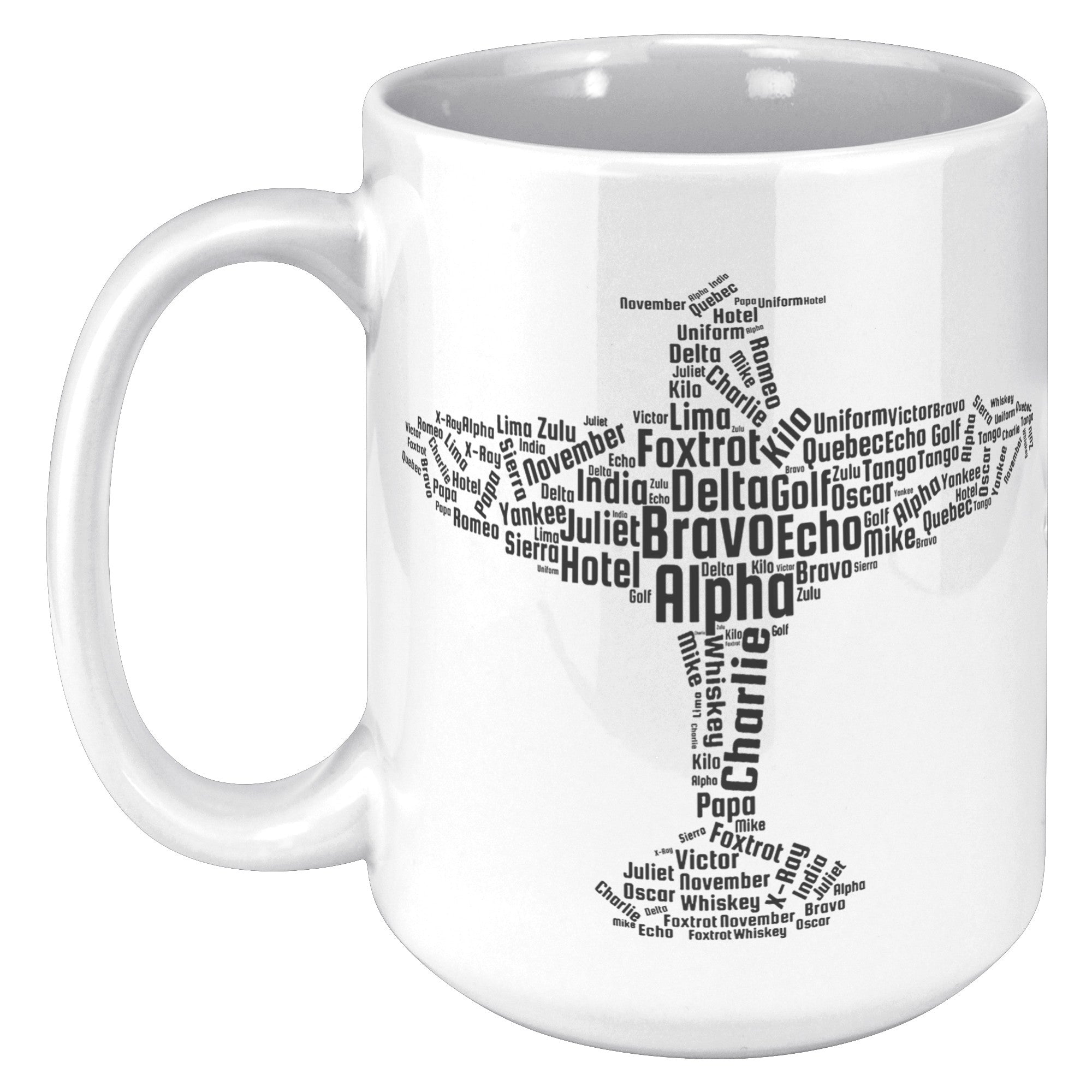 15oz White Mug - Flying Pilot Word Cloud