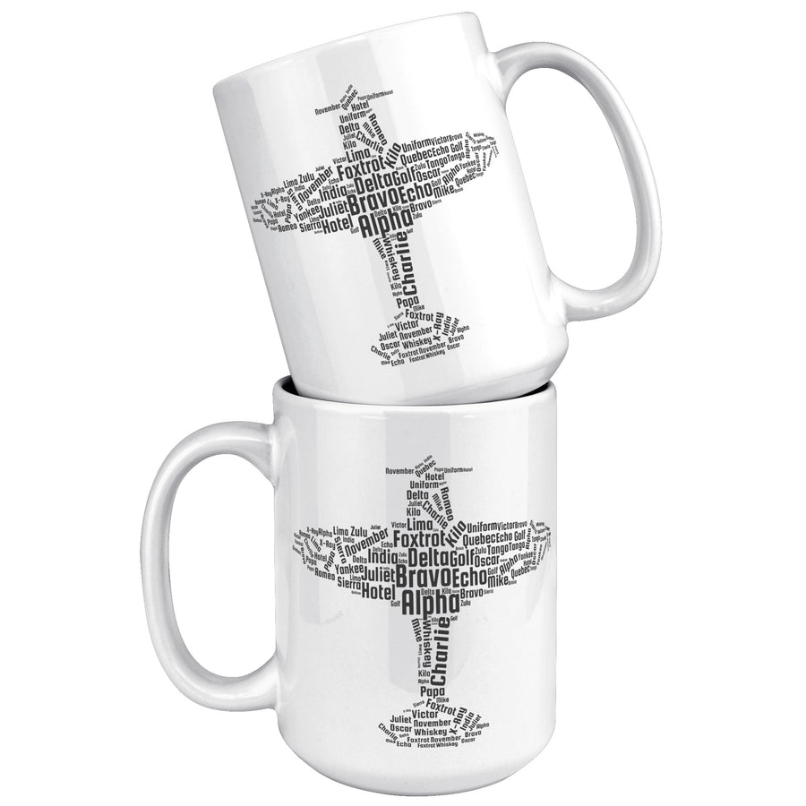 15oz White Mug - Flying Pilot Word Cloud