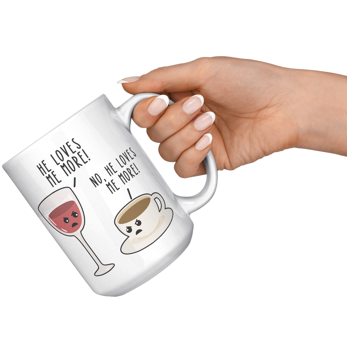 15oz White Mug - Wine He Loves Me