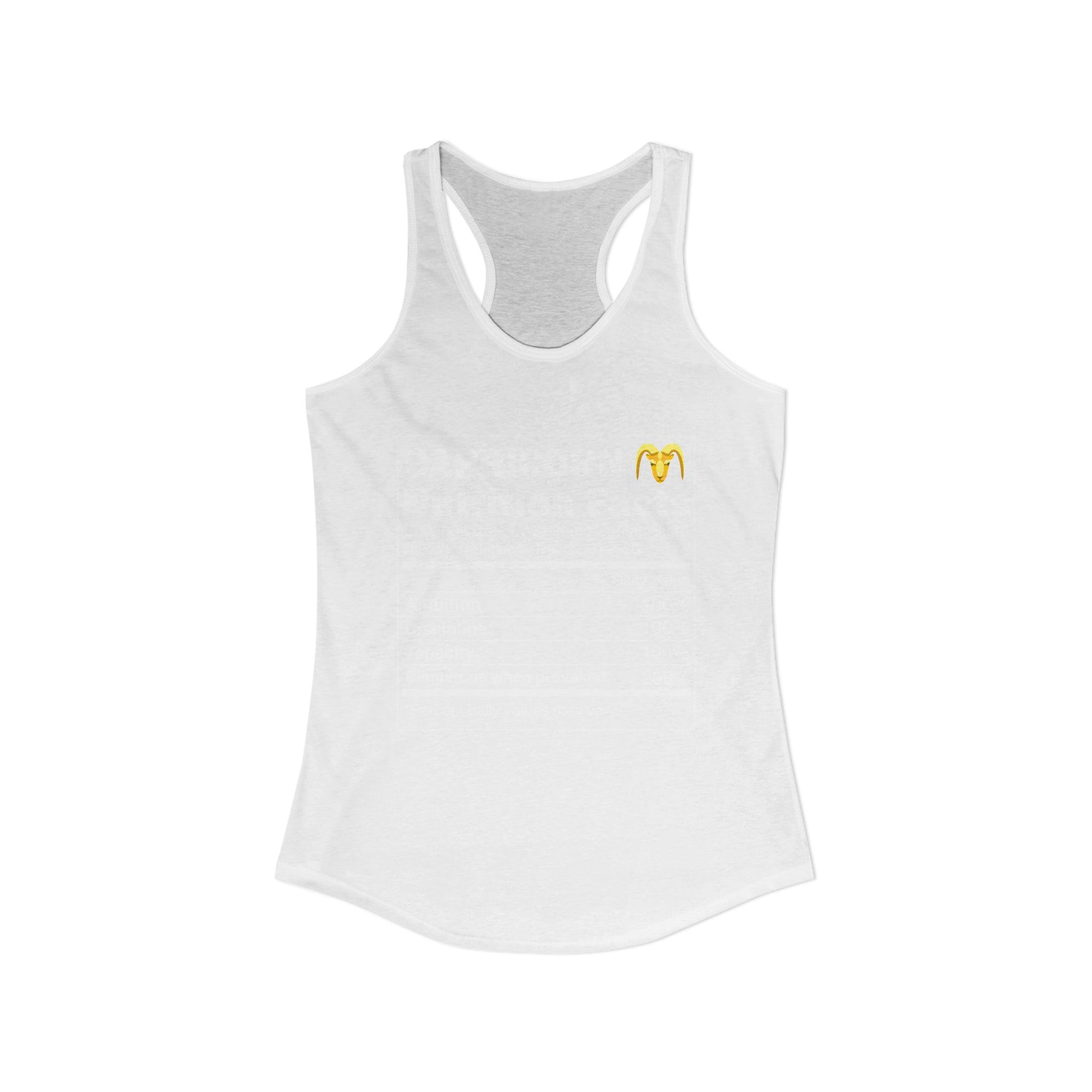 Capricorn Nutrition Facts Women's Ideal Racerback Tank SwiftPOD