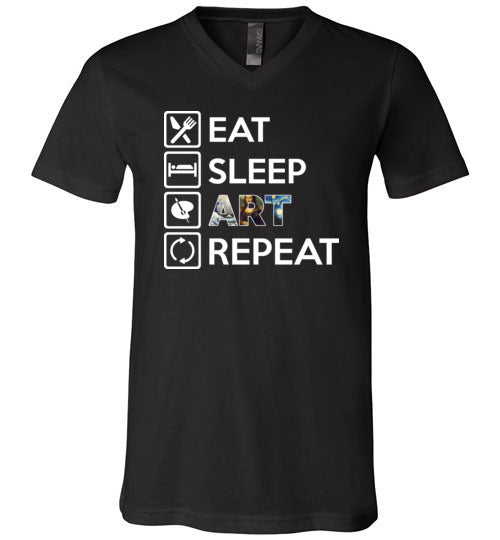 Eat Sleep Art Repeat V-Neck