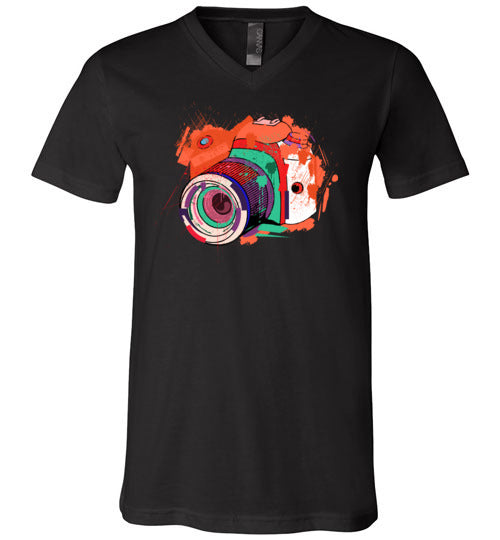 Watercolor Photographer Camera V-Neck