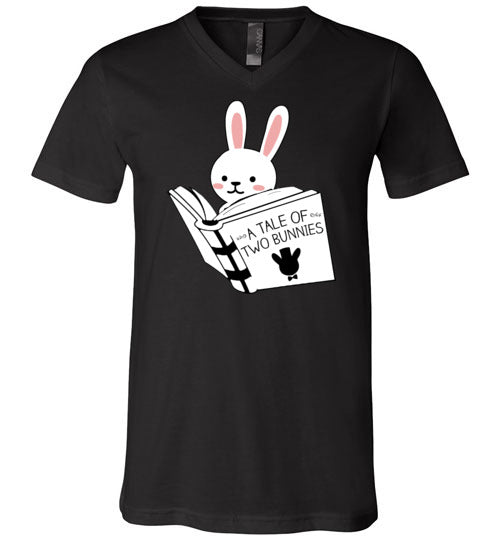 Bunny Reading Tale Of Two Bunnies V-Neck