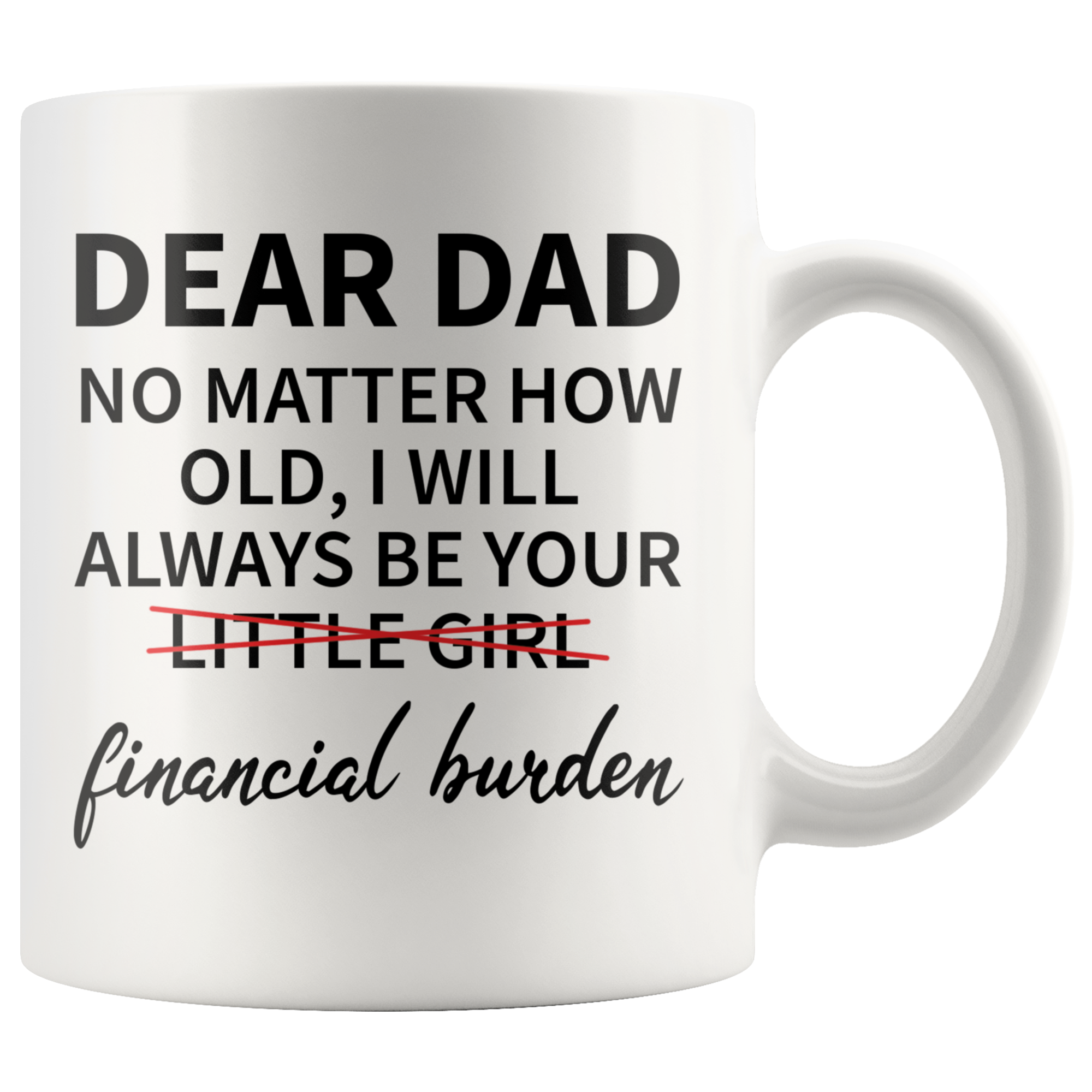 White 11oz Mug - Dear Dad Little Girl Financial Burden