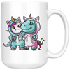 White 15oz Mug - Unicorn T-Rex Costume