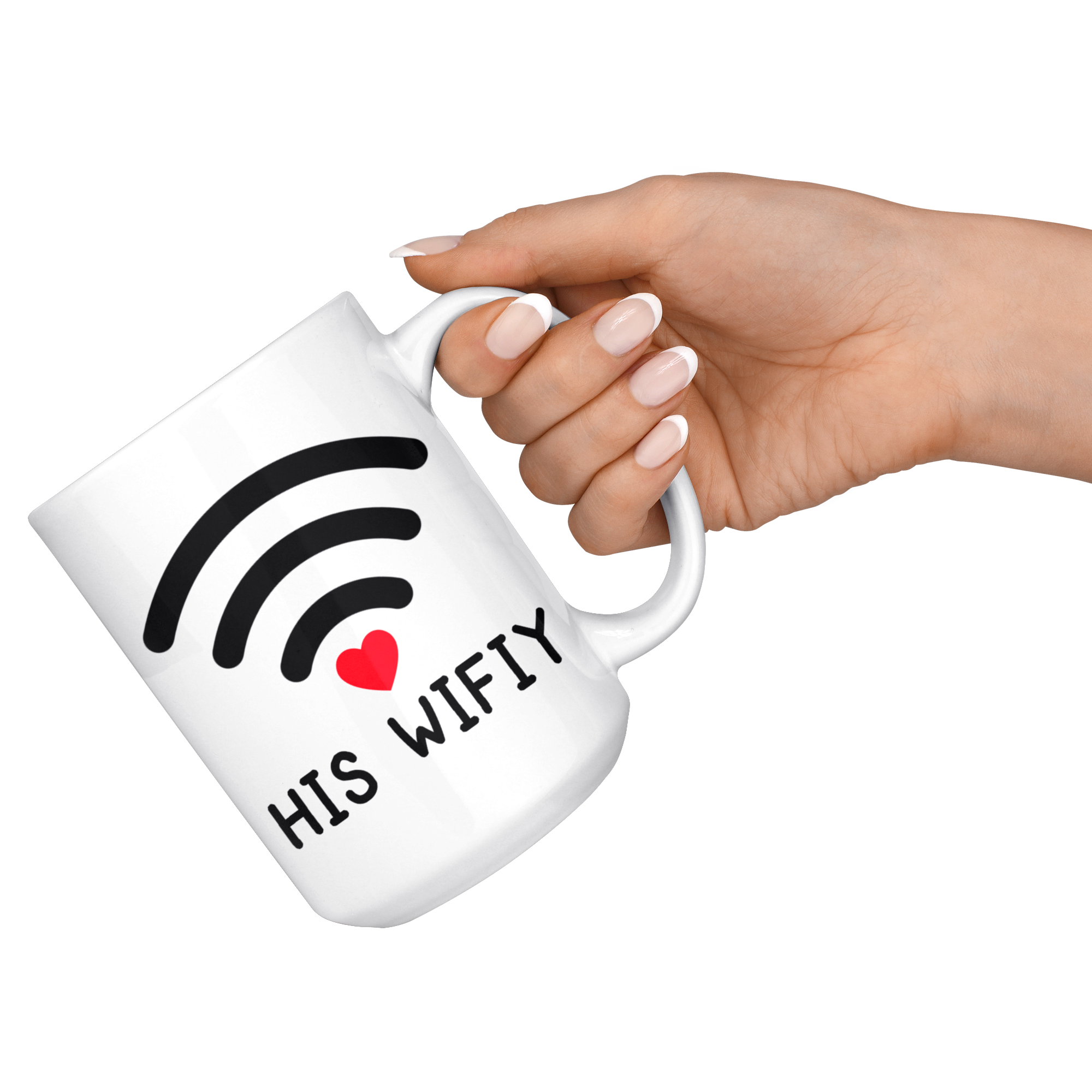 White 15oz Mug - Computer Matching Mug His Wifiy