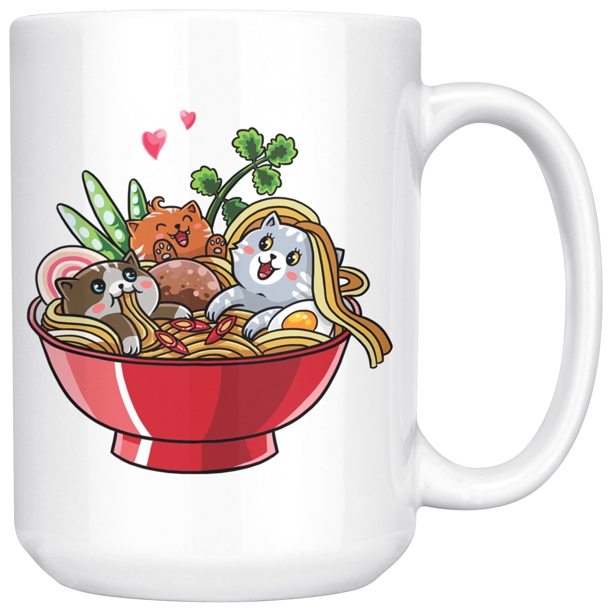 White 15oz Mug - Ramen Cat Noodles