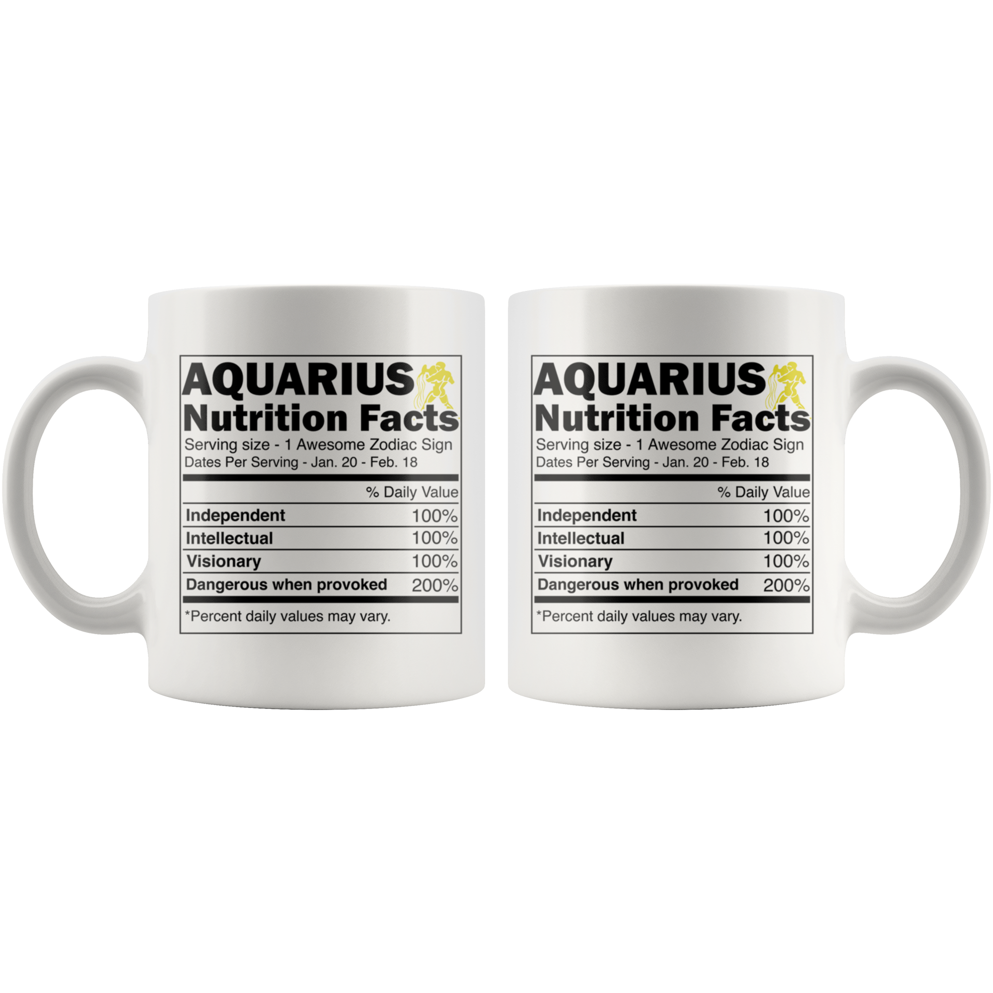 White 11oz Mug - Aquarius Nutrition Facts