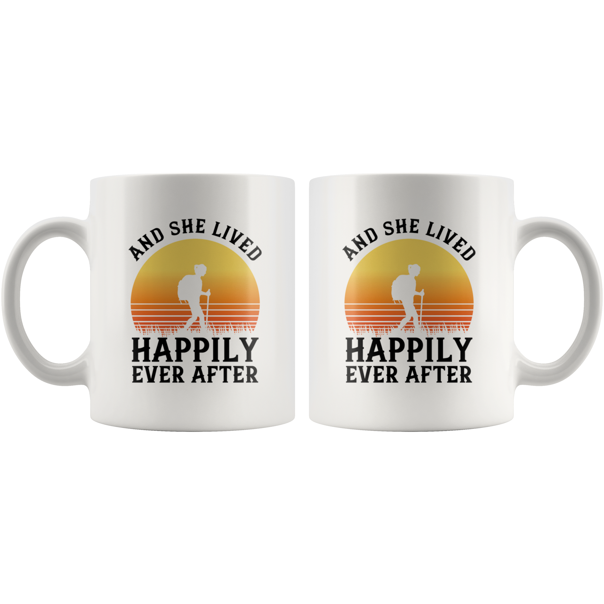 White 11oz Mug - Hiking Girl Happily Ever After