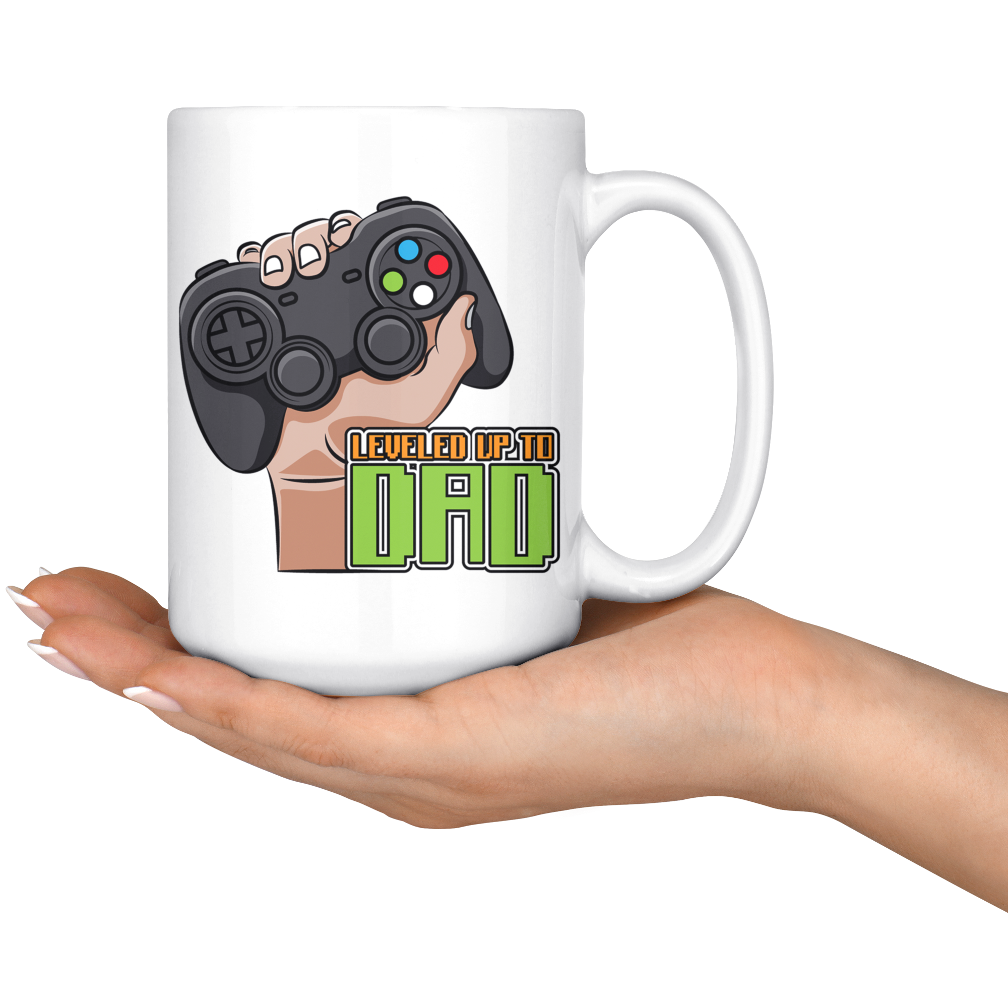 White 15oz Mug - Leveled Up To Dad