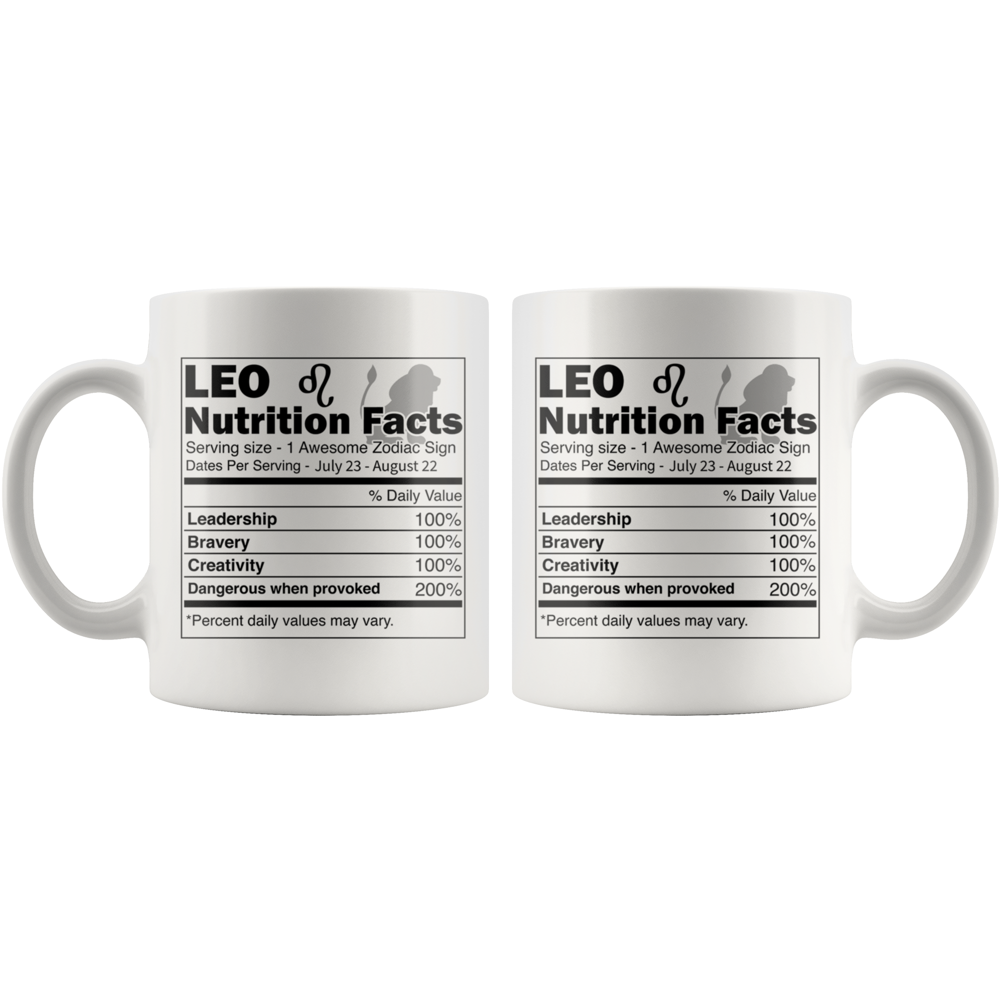 White Mugs - Leo Nutrition Facts
