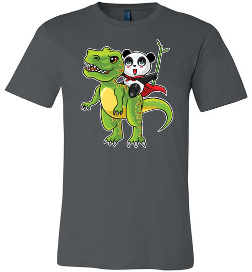 Panda Riding T-Rex Bamboo Canvas