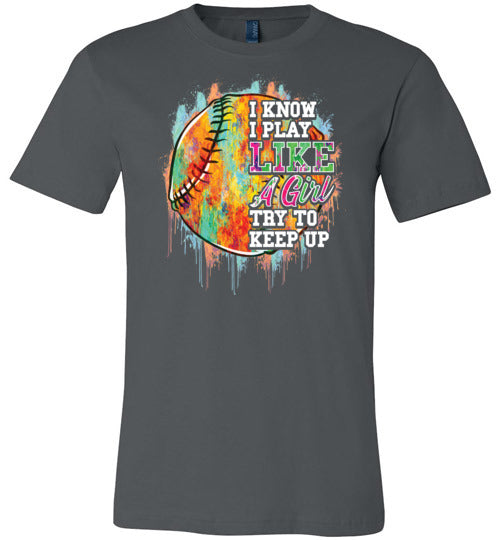 Watercolor Softball I Know I Play Like A Girl Canvas