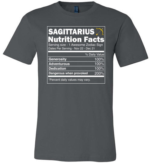 Zodiac Sagittarius Nutrition Facts Canvas
