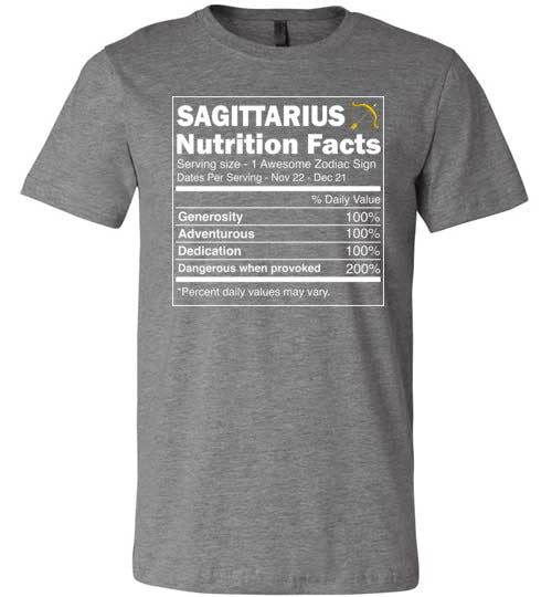 Zodiac Sagittarius Nutrition Facts Canvas