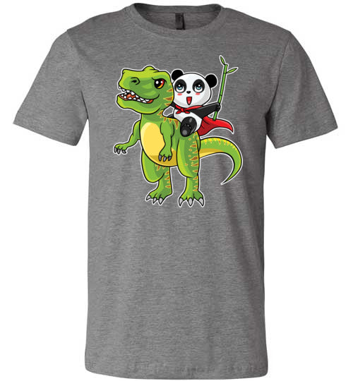 Panda Riding T-Rex Bamboo Canvas