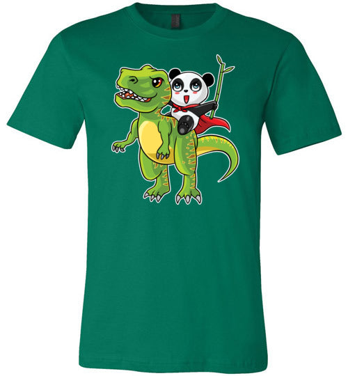 Panda Riding T-Rex Bamboo Canvas