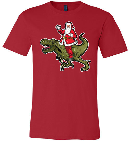 Santa Riding T-Rex Canvas
