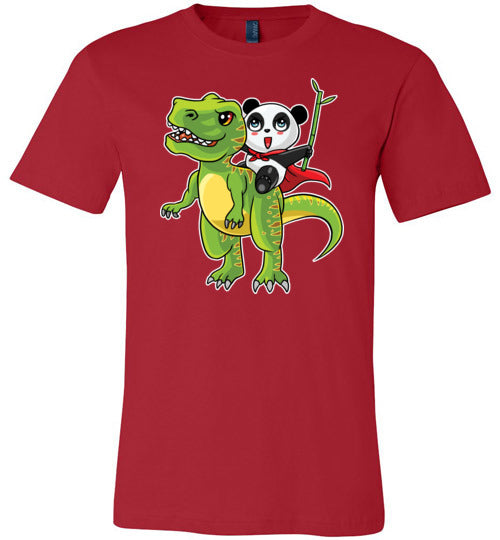 Panda Riding T-Rex Bamboo Canvas