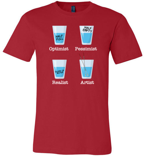 Optimist Pessimist Artist Glasses of Water Canvas