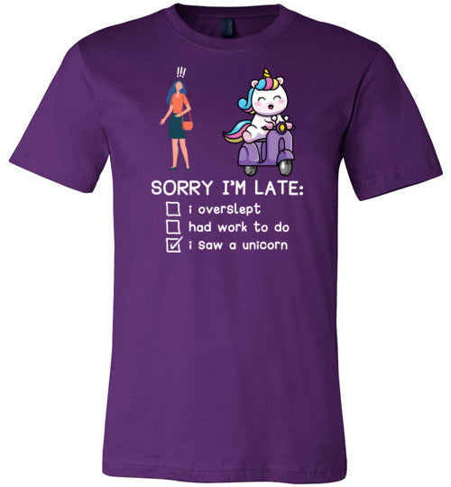 Unicorn Sorry Late Canvas