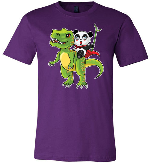 Panda Riding T-Rex Bamboo Canvas