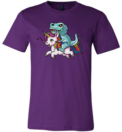 T-Rex Riding Unicorn Canvas
