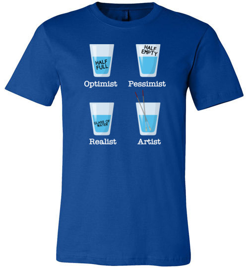 Optimist Pessimist Artist Glasses of Water Canvas