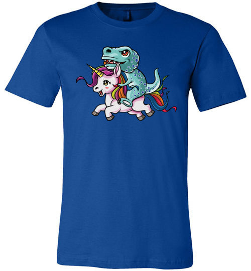 T-Rex Riding Unicorn Canvas
