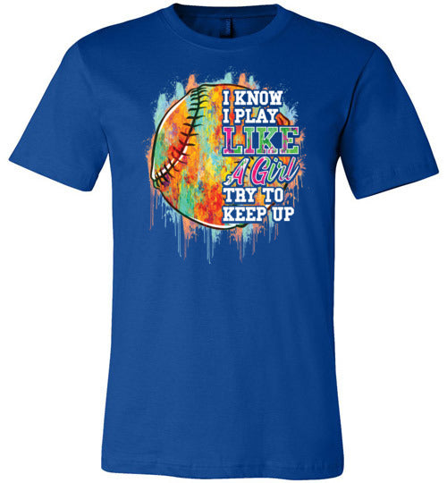 Watercolor Softball I Know I Play Like A Girl Canvas