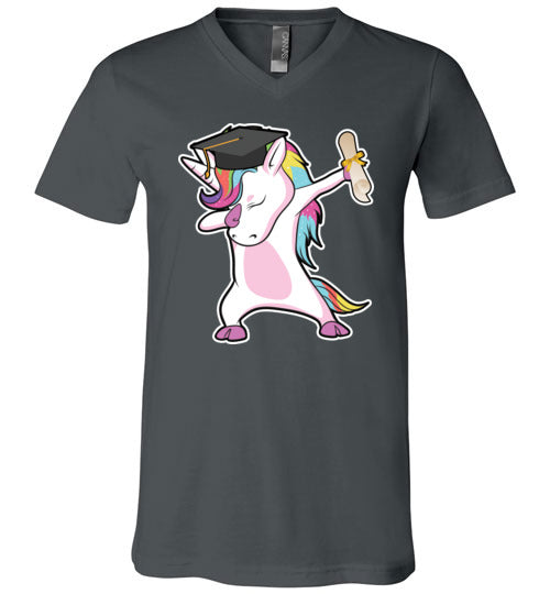 Dabbing Unicorn Graduation V-Neck