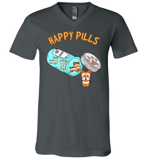 Happy Pills Yorkie Yorkshire Terrier V-Neck