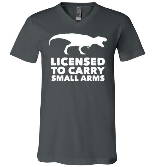 Licensed To Carry Small Arms T-Rex V-Neck