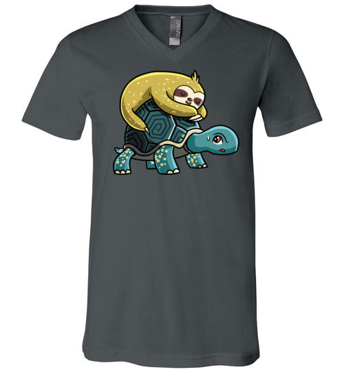 Sloth Riding Turtle V-Neck