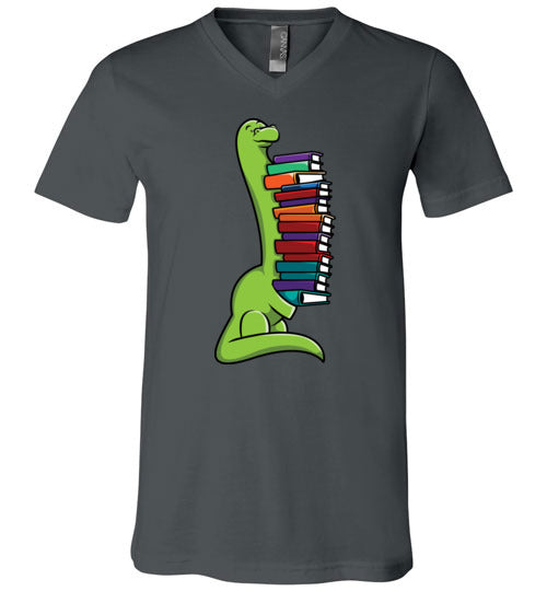 Dinosaur Long Neck Reading V-Neck