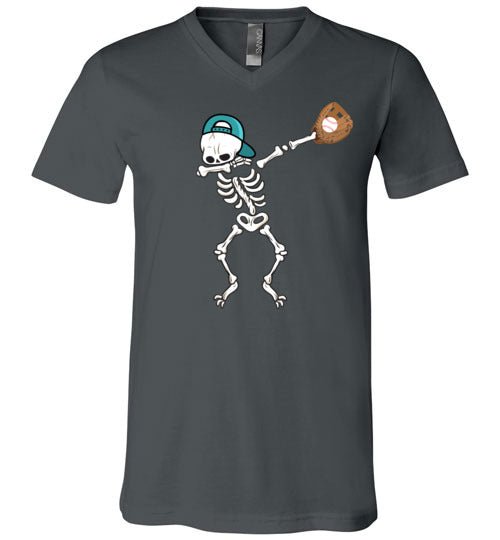 Baseball Dabbing Skeleton V-Neck