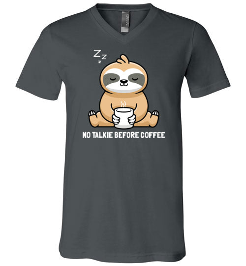 Sloth No Talkie Before Coffee V-Neck